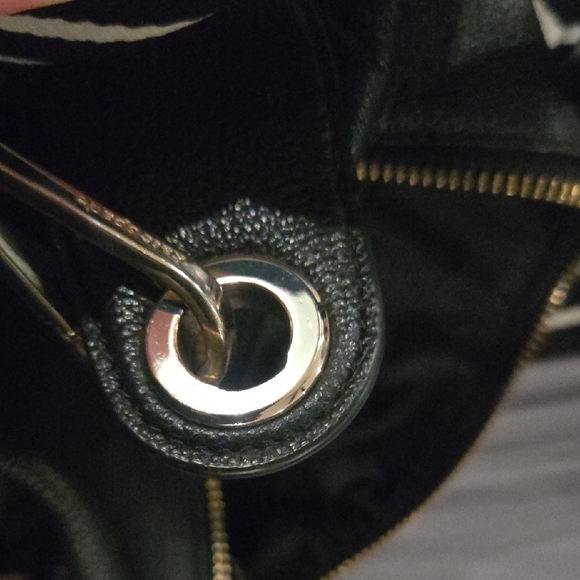 Kate Spade Black Pebbled Leather Bag with Striped Strap - Picture 5 of 6